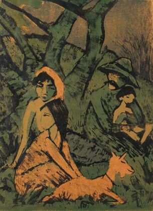Lagernde Zigeunerfamilie mit Ziege (1926-1927)