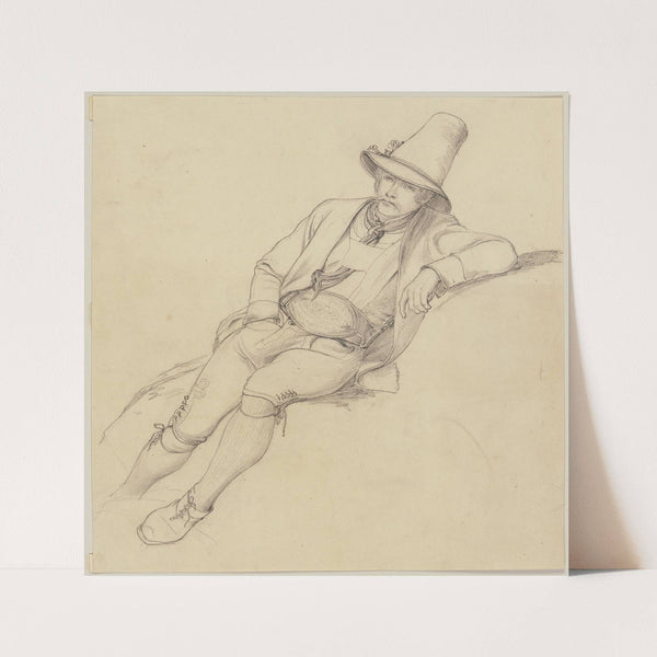 Lagernder junger Mann in bayerischer Tracht by Jakob Becker
