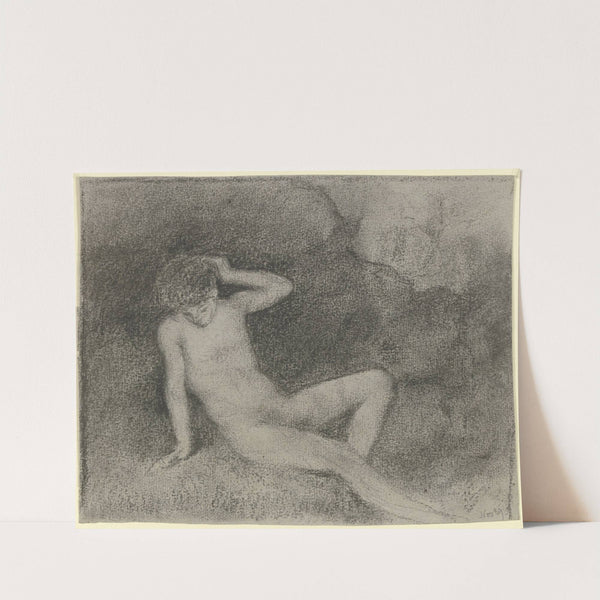 Lagernder nackter Jüngling in einer Landschaft by Otto Scholderer