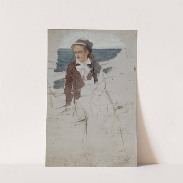 Laivan kaiteen ääressä istuva nainen, luonnos by Albert Edelfelt