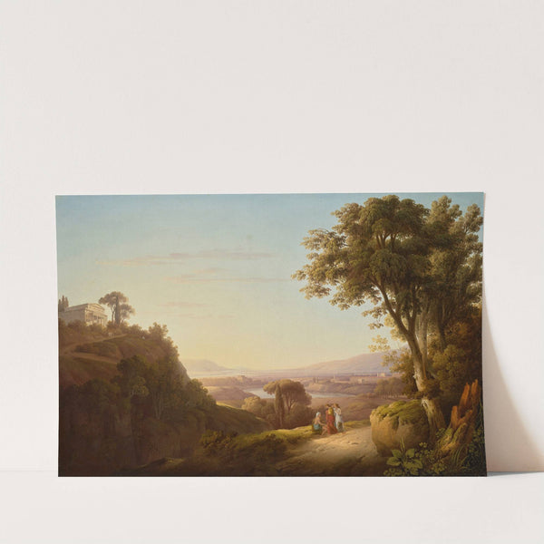 Lake Albano with the Castel Gandolfo, with figures in the foreground (1790) by Robert Freebairn