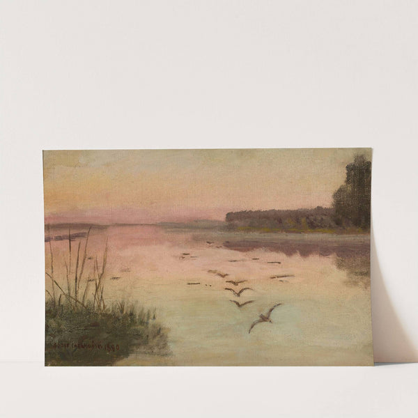 Lake at dusk by Jozef Chelmonski