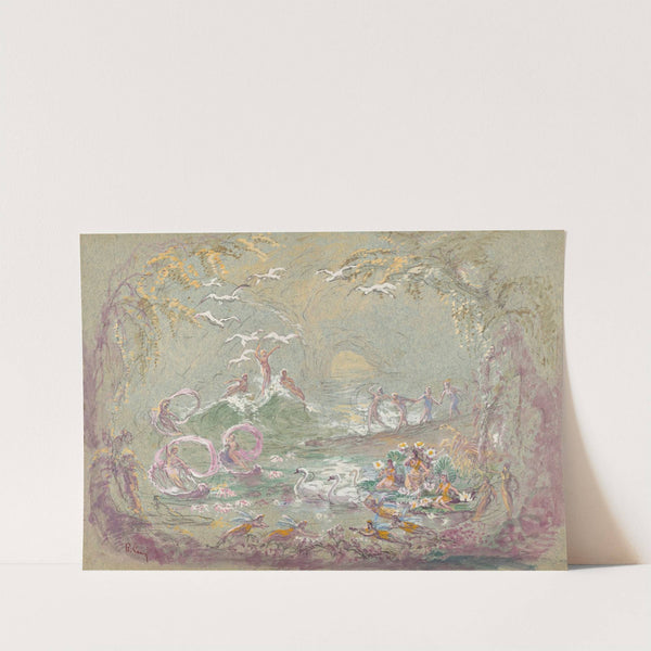 Lake Scene with Fairies and Swans by Robert Caney