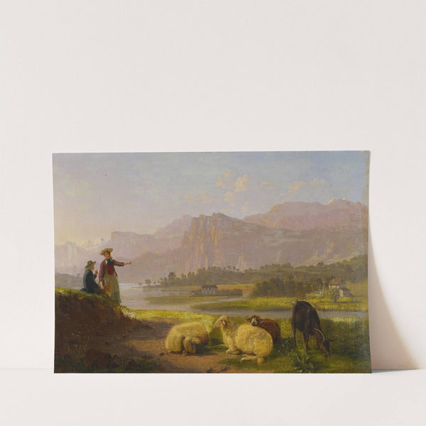 Lakeside near Lucerne with Grazing Flock by Johann Jakob Biedermann