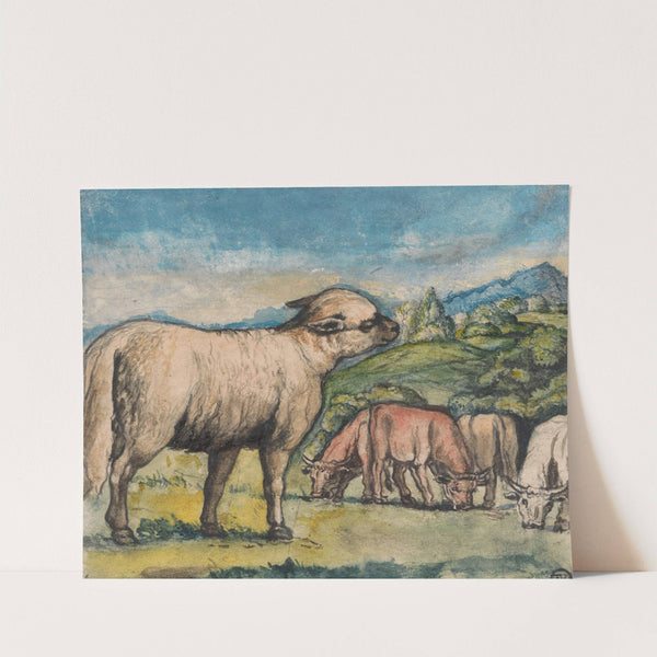 Lamb and Oxen in a Pastoral Landscape by Edward Calvert