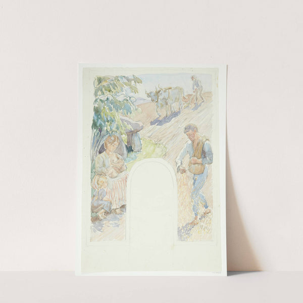 Landbruget Udkast til påtænkt freske i Faaborg by Peter Hansen