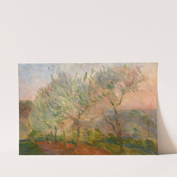 Landsacpe with trees and sunset by Marie Bracquemond