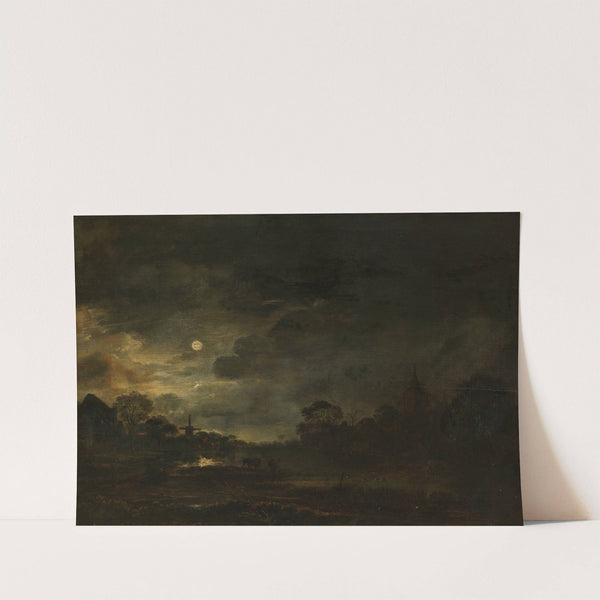 Landscape by Moonlight (c. 1640 - c. 1650) by Aert van der Neer