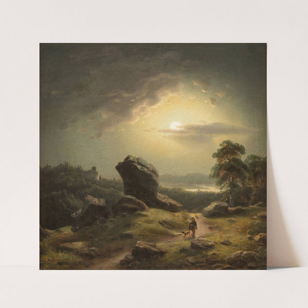 Landscape in moonlight by Carl Ludwig Scheins