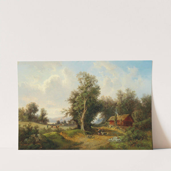 Landscape in the Alpine Foothills with Grazing Cattle by Gustav Barbarini