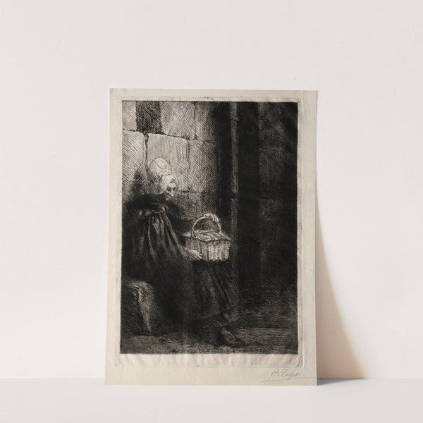 Landscape in the Vicinity of Boulogne, called Woman with a Basket (c. 1857–1911) by Alphonse Legros