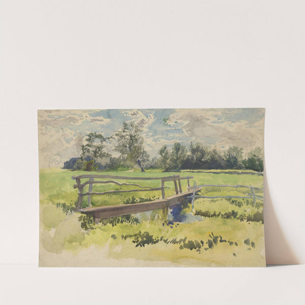 Landscape, marsh and bridge by Edwin Austin Abbey