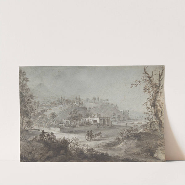 Landscape Prospect with a Buggy and a Herd of Goats by Giuseppe Zocchi