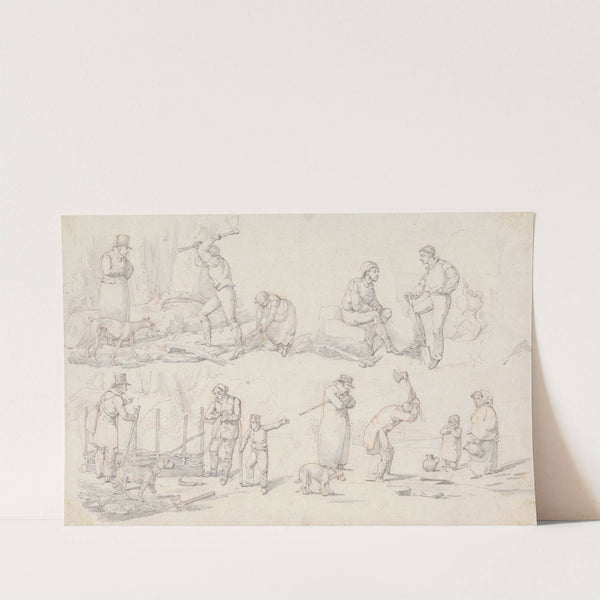 ‘Landscape Scenery’, No. 10: Scenes with Wood-Cutters (1821) by Henry Thomas Alken