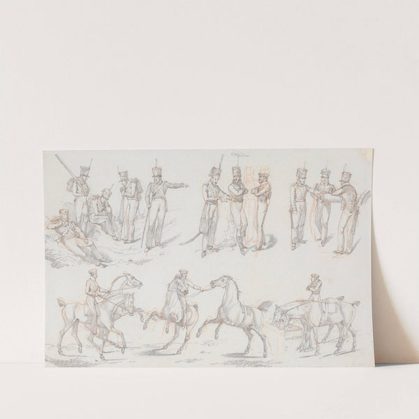 ‘Landscape Scenery’, No. 13: Groups of Infantry and Army Horses (1821) by Henry Thomas Alken