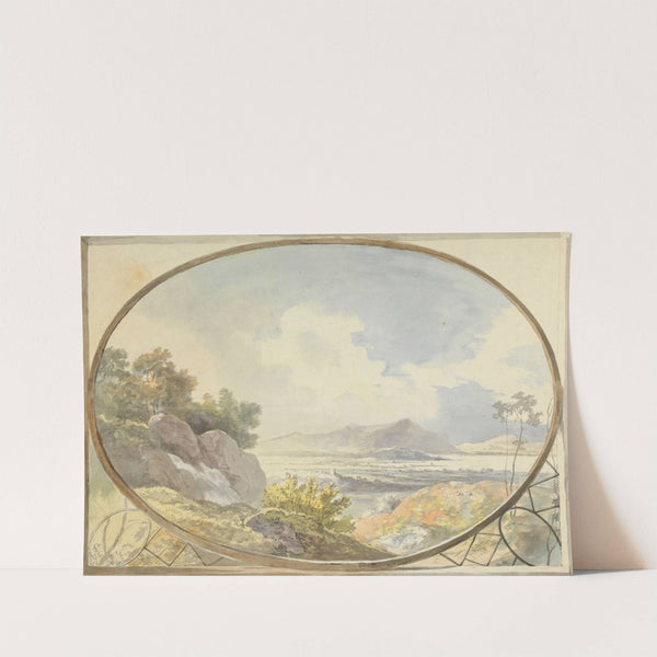 Landscape Set in an Oval (Mountain Landscape Through an Oval Window) by George Barret