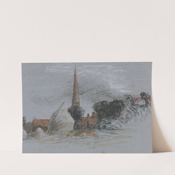 Landscape Study- a haystack near a church by Peter DeWint