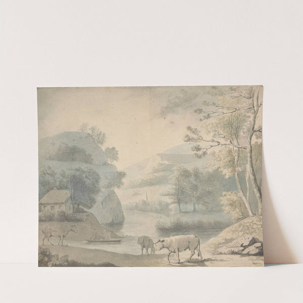 Landscape Study of a River Valley with Cattle in the Foreground by Rev. William Warren Porter