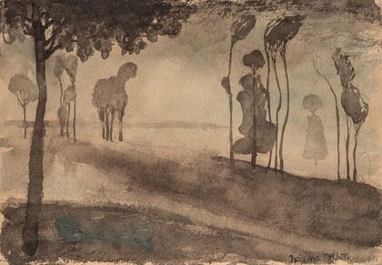 Landscape. Trees in Fog