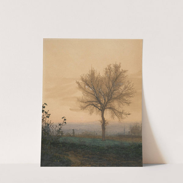Landscape with a Bare Tree and a Plowman by Léon Bonvin