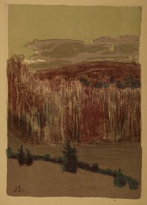 Landscape with a birch grove