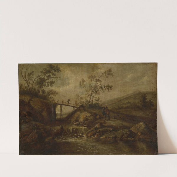 Landscape with a Cascade, Bridge and Staffage Figures by François van Knibbergen