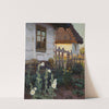 Landscape with a cottage and hollyhocks by Teodor Ziomek