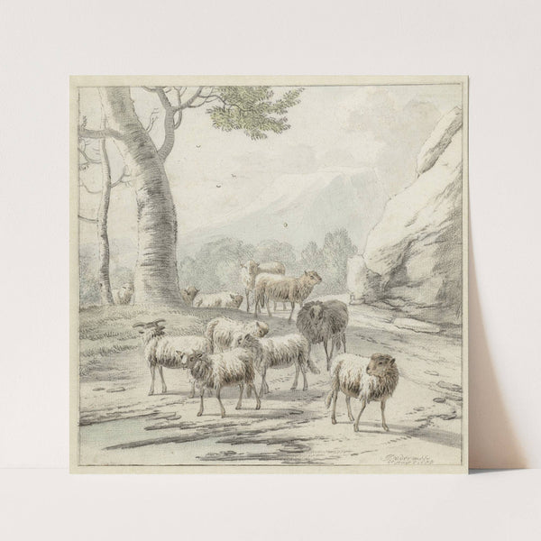 Landscape with a Flock of Sheep near a Tree (1688) by Jan van der Meer the Younger