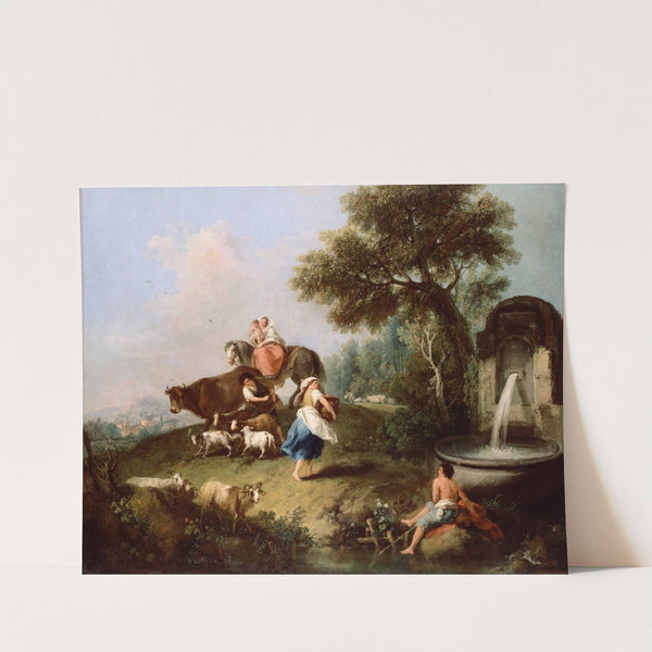 Landscape with a Fountain, Figures and Animals by Francesco Zuccarelli