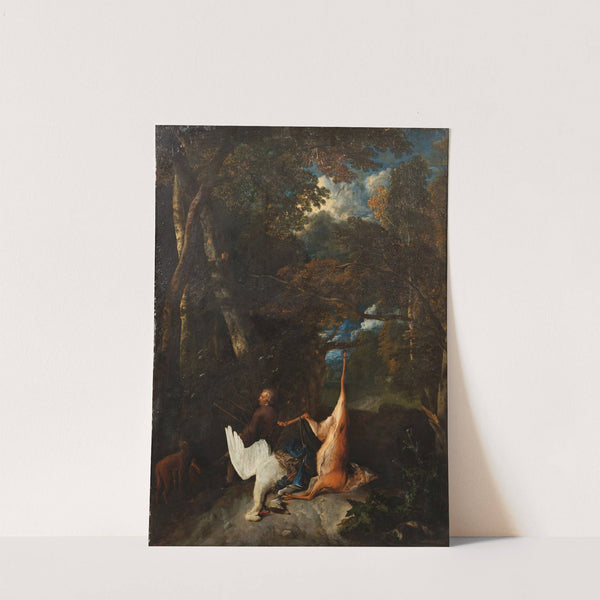 Landscape with a hunter and a hunting trophy by Pieter Andreas Rysbrack