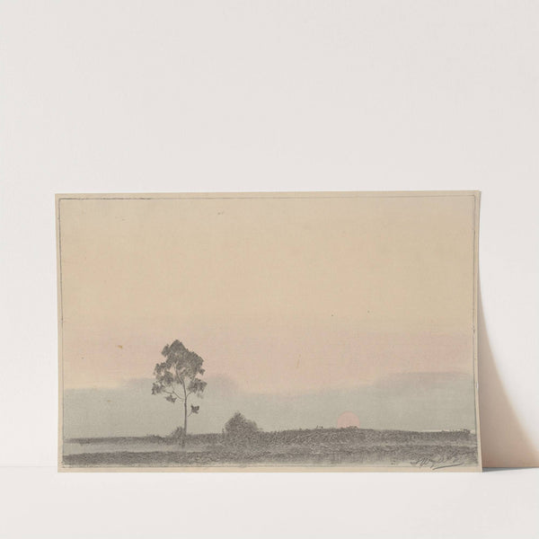 Landscape with a lonely pine tree at sunset (1919 - 1920) by Leon Wyczółkowski