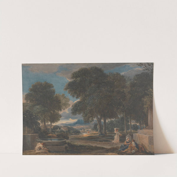 Landscape with a Man Washing His Feet at a Fountain, after Poussin (circa 1821) by David Cox