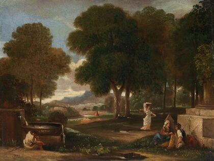 Landscape with a Man Washing his Feet at a Fountain — size preview