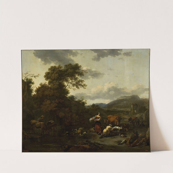 Landscape with a pastoral scene by Nicolaes Pietersz. Berchem