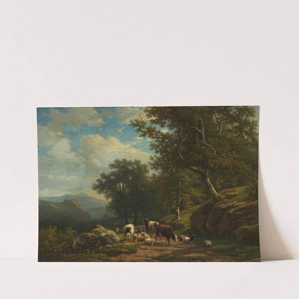Landscape with a Peasant and His Flock by Alexander Joseph Daiwaille