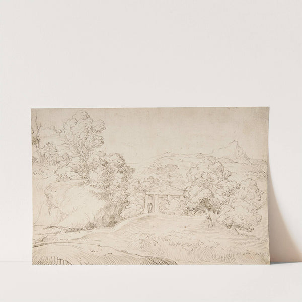 Landscape with a Pedimented Temple and Two Figures by Giovanni Francesco Grimaldi