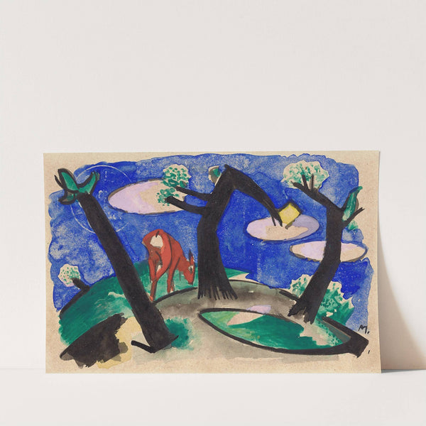 Landscape with a red animal (1913) by Franz Marc