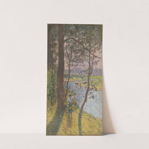 Landscape with a River and Cattle Watering by Ferdinand Katona