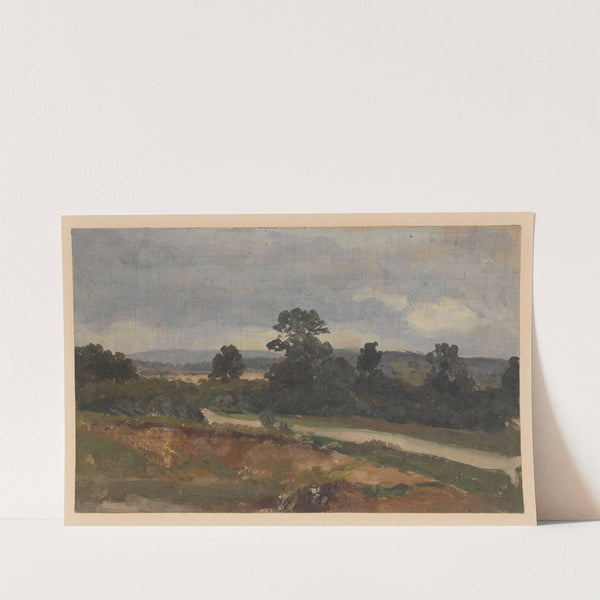 Landscape with a road and hills (1850-1881) by Adolf Dressler