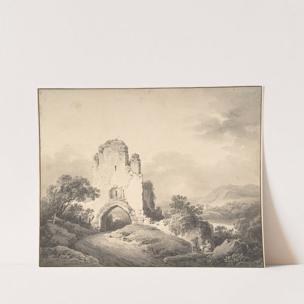 Landscape with a Ruined Tower and Two Figures by Martin von Molitor