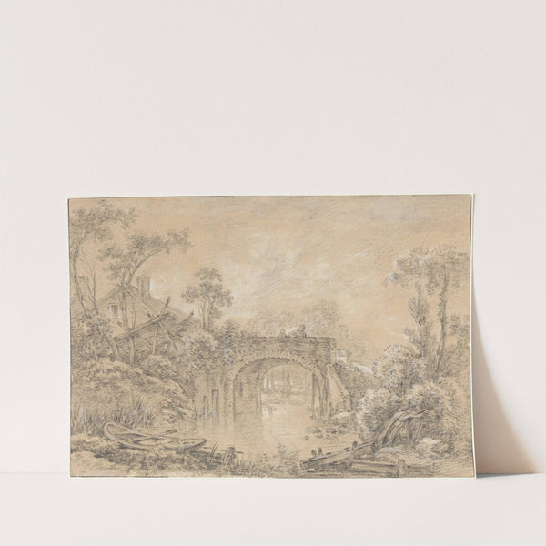 Landscape with a Rustic Bridge (c. 1740) by François Boucher