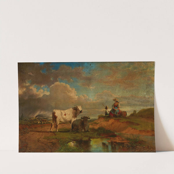 Landscape with a Shepherdess and Cattle by Eduard Michel Ferdinand Hamman