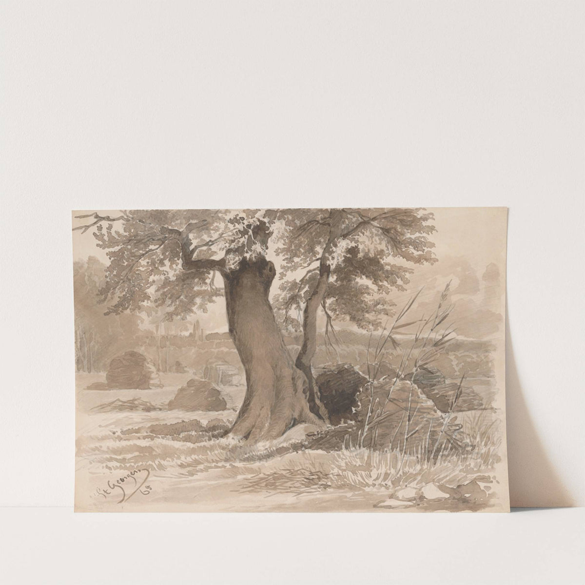 Landscape with a Spreading Tree in the Foreground (1865) by Friedrich Carl von Scheidlin