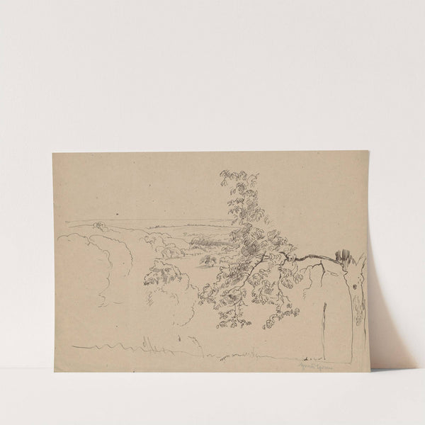 Landscape with a tree in the foreground (1880 - 1920) by Hans Thoma