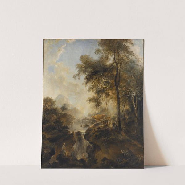 Landscape with a Waterfall and Cattle by Elias Martin