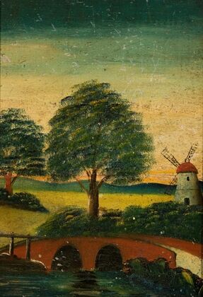 Landscape with a windmill and a bridge