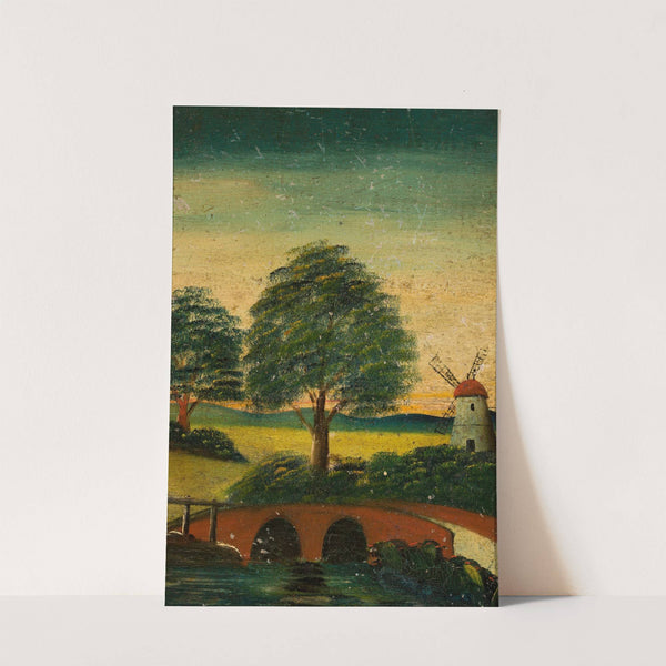 Landscape with a windmill and a bridge by Tadeusz Makowski