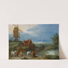 Landscape With A Windmill, Various Figures, Horses, And Animals Near A Farmstead by Jan Brueghel The Elder