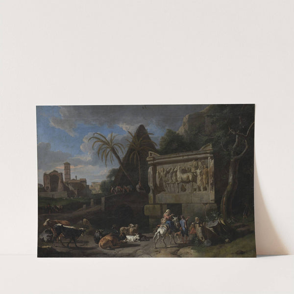 Landscape with Ancient Ruins, a Resting Flock in the Front by Pieter van Bloemen