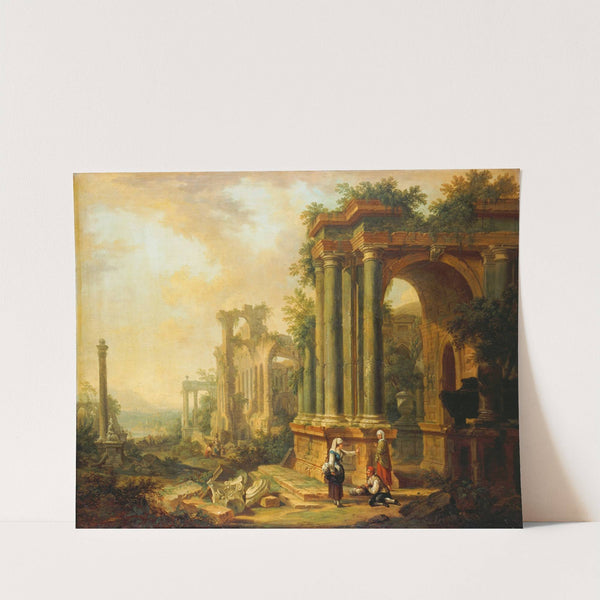 Landscape with Ancient Ruins and a Column by Christian Georg Schütz the elder